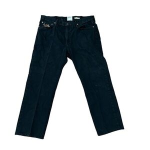 RALPH LAUREN POLO Black Jeans SZ 36x32 Vintage Dry Goods Embroidered Equestrian